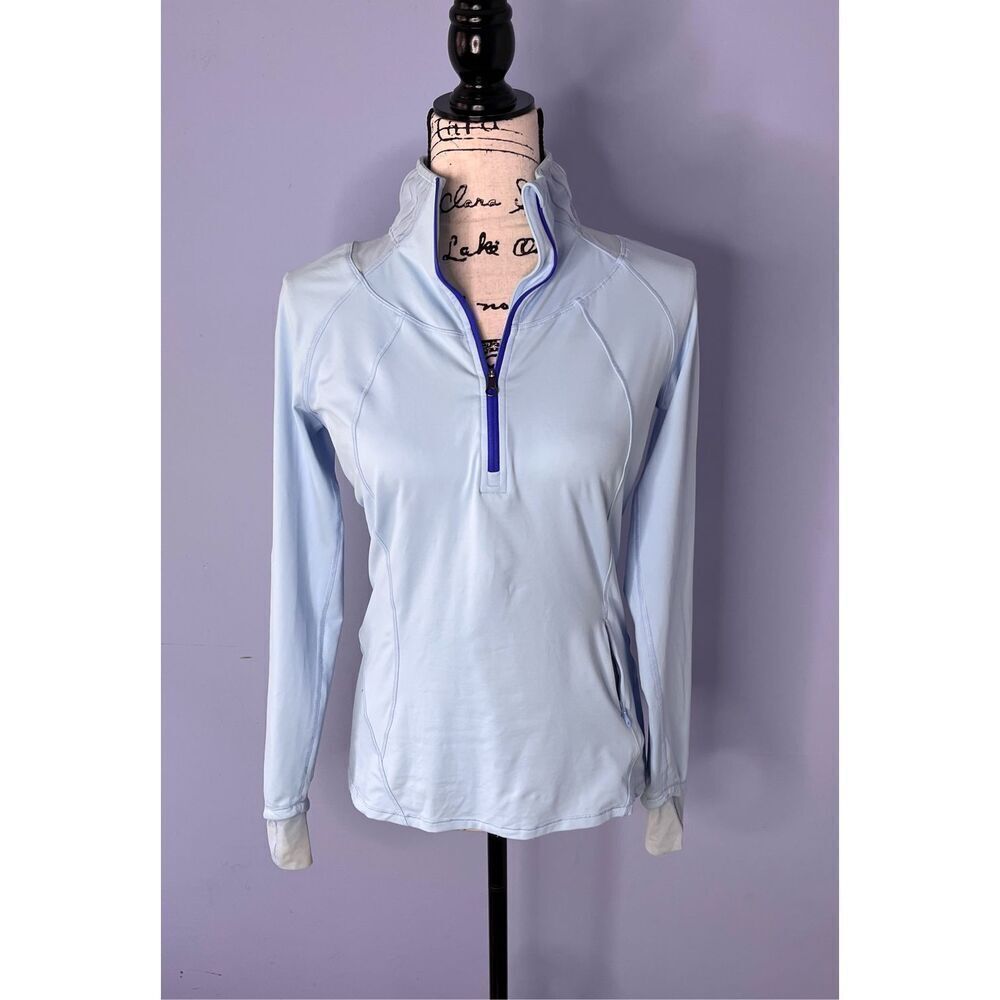 Lululemon Light Blue 1/2 Zip Long Sleeve Athletic Top Size 6 Excellent Condition